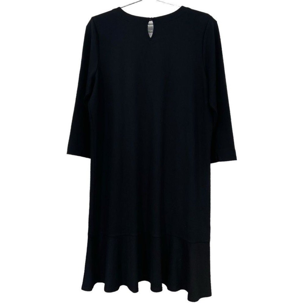 J. Jill Black‎ Ponte Knit Flounce Hem Dress 3/4 Sleeve Large New - Picture 2 of 10